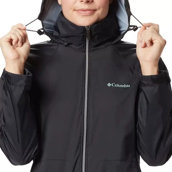 Columbia Black Switchback Waterproof Nylon Long Sleeve Zip Up Jacket Size L - Picture 3 of 13